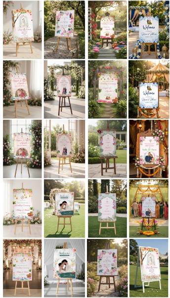 thumbnail Editable Wedding Welcome Board PSD Templates in India